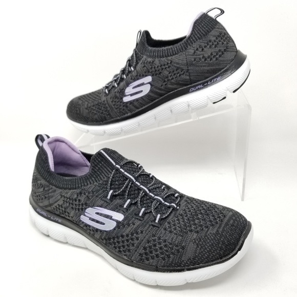 black and purple skechers